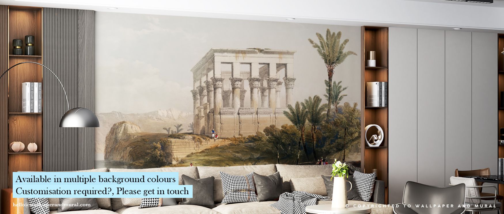Across Temple at Philae, golden reflections flow along aged stone textures, revealing subtle patterns and reliefs. The balance of tone and contrast enhances interiors with a tranquil atmosphere and ancient spirit grounded in beauty and composure. 