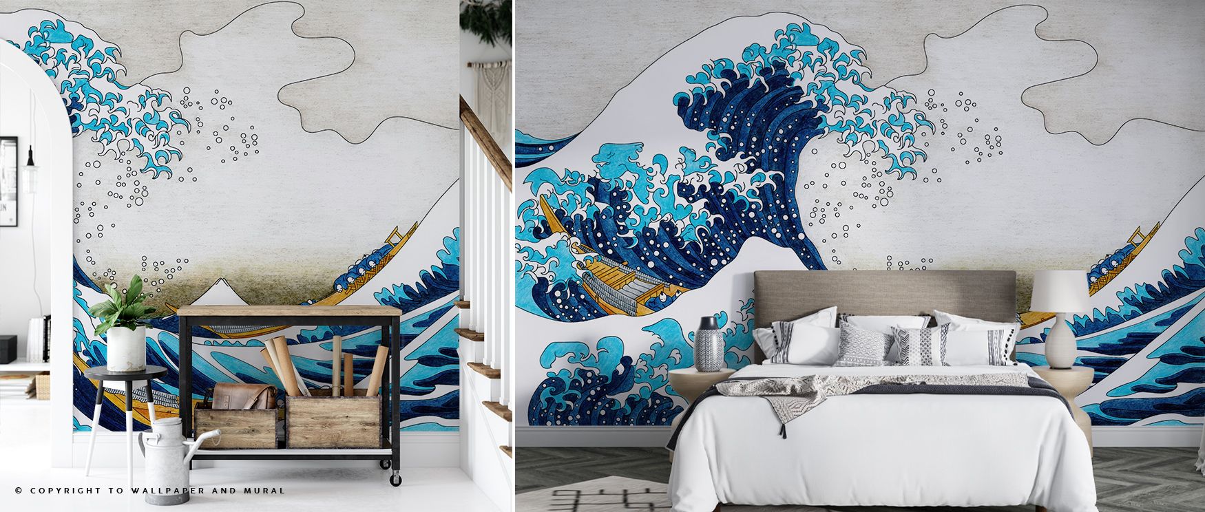 Across The Great Wave of Kanagawa, dynamic patterns merge into quiet form. Each layered crest mirrors emotion, offering interiors a sense of renewal and fluid strength rooted in artistic stillness and modern sensibility. 