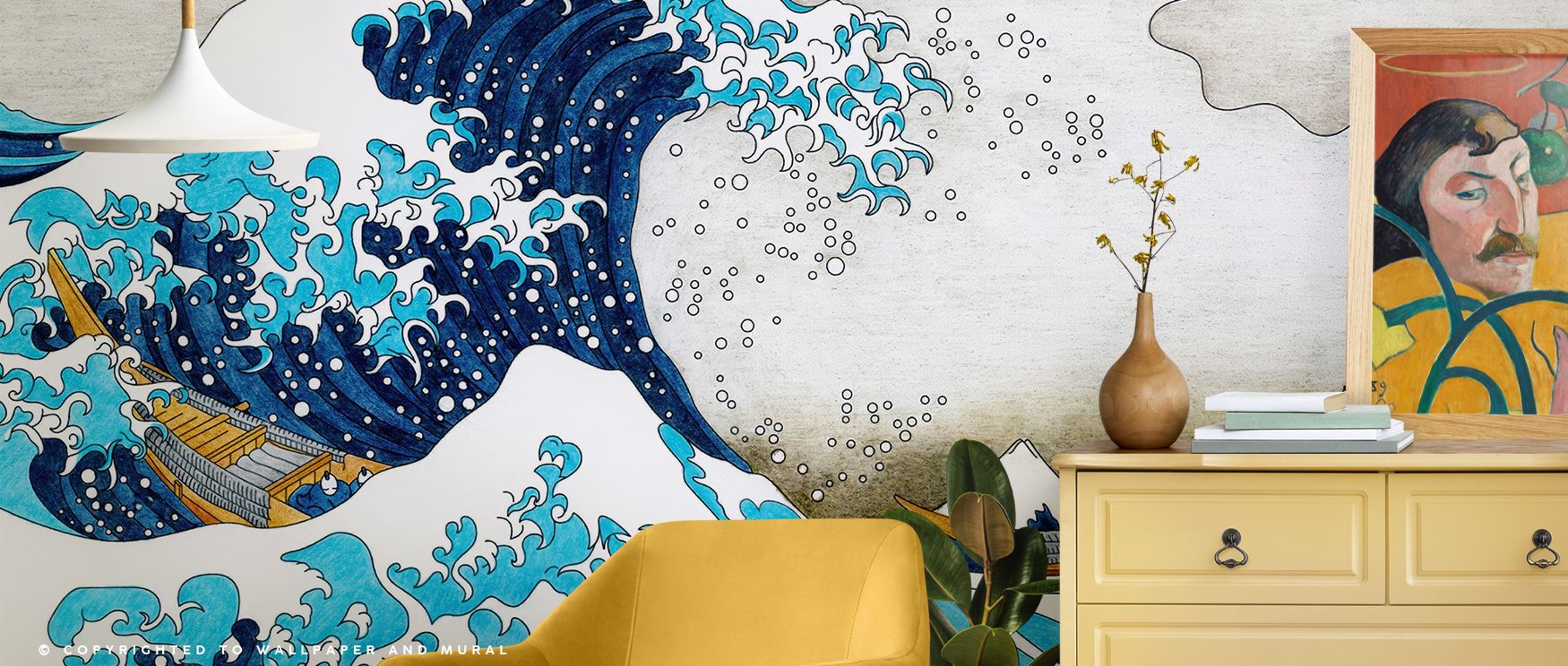 Within The Great Wave of Kanagawa, oceanic motion becomes visual poetry. Blue tones flow seamlessly, expressing natural rhythm that brings emotional depth and harmony to interiors filled with balanced light and minimalist charm. 
