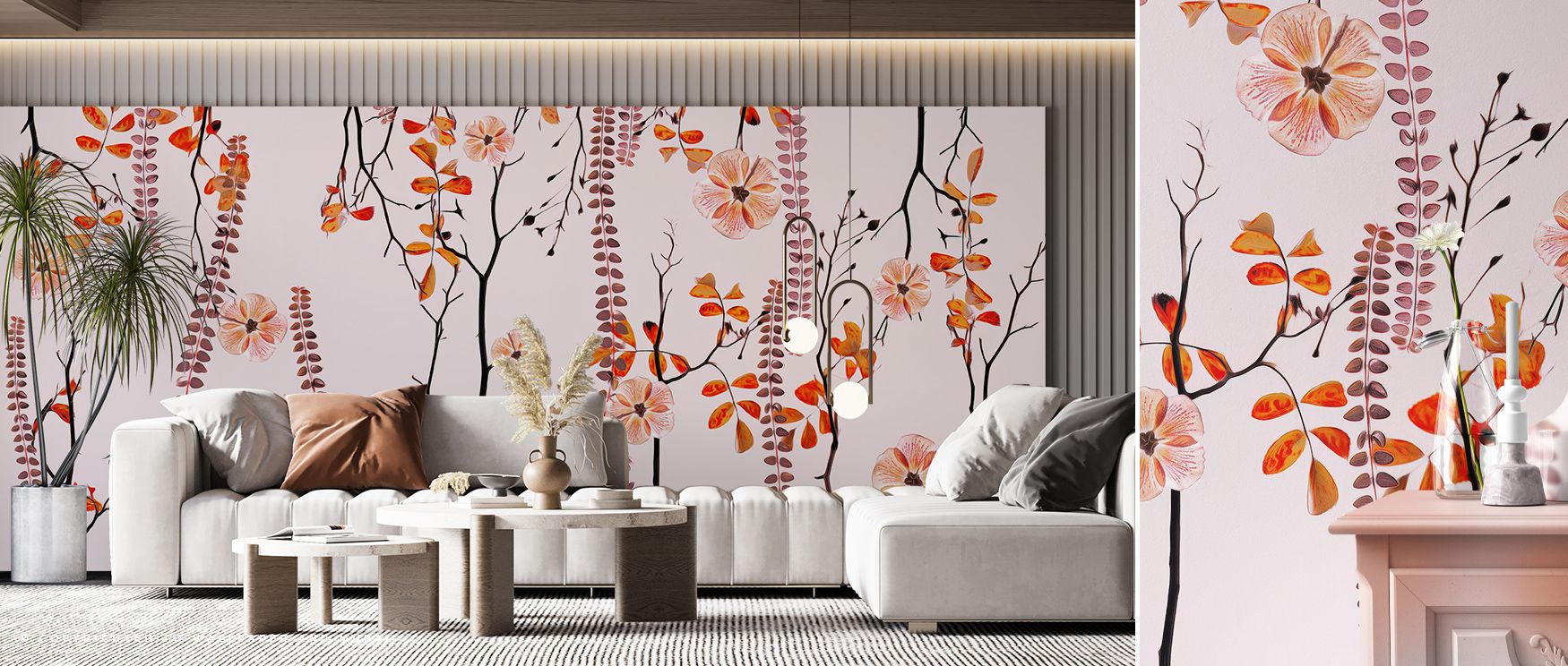 Across Tiny Garden, delicate strokes and soft hue transitions form a serene tapestry of movement and grace. The design’s charm lies in its quiet complexity, enveloping interiors in botanical depth and gentle beauty. 
