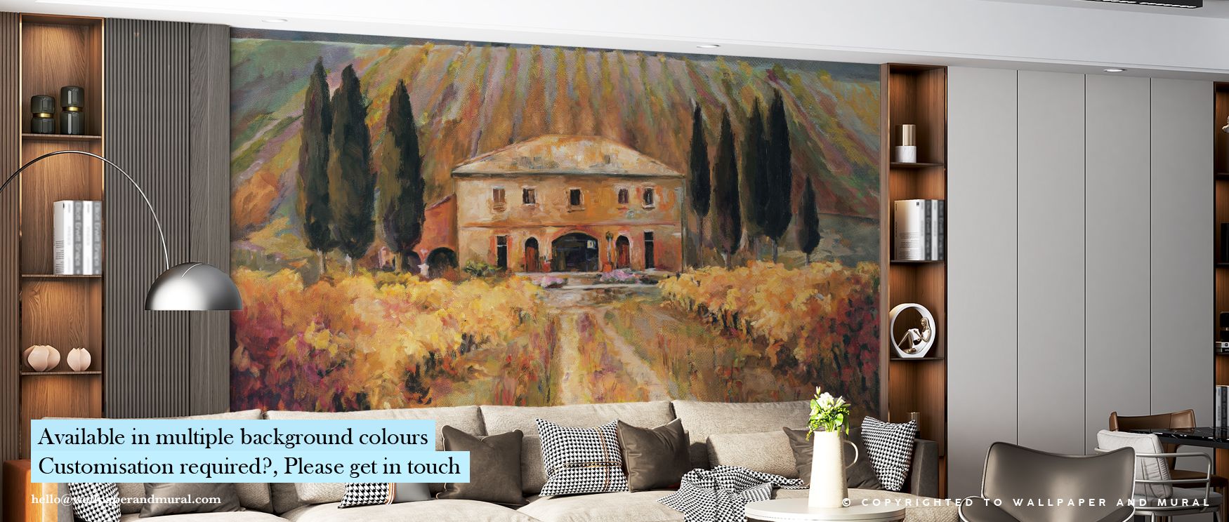 Within Toscana Vigna, the vineyard’s rhythm flows through texture and tone. Each brushstroke captures the soul of the Tuscan countryside, infusing interiors with grace, warmth, and sunlight expressed through refined artistry. 
