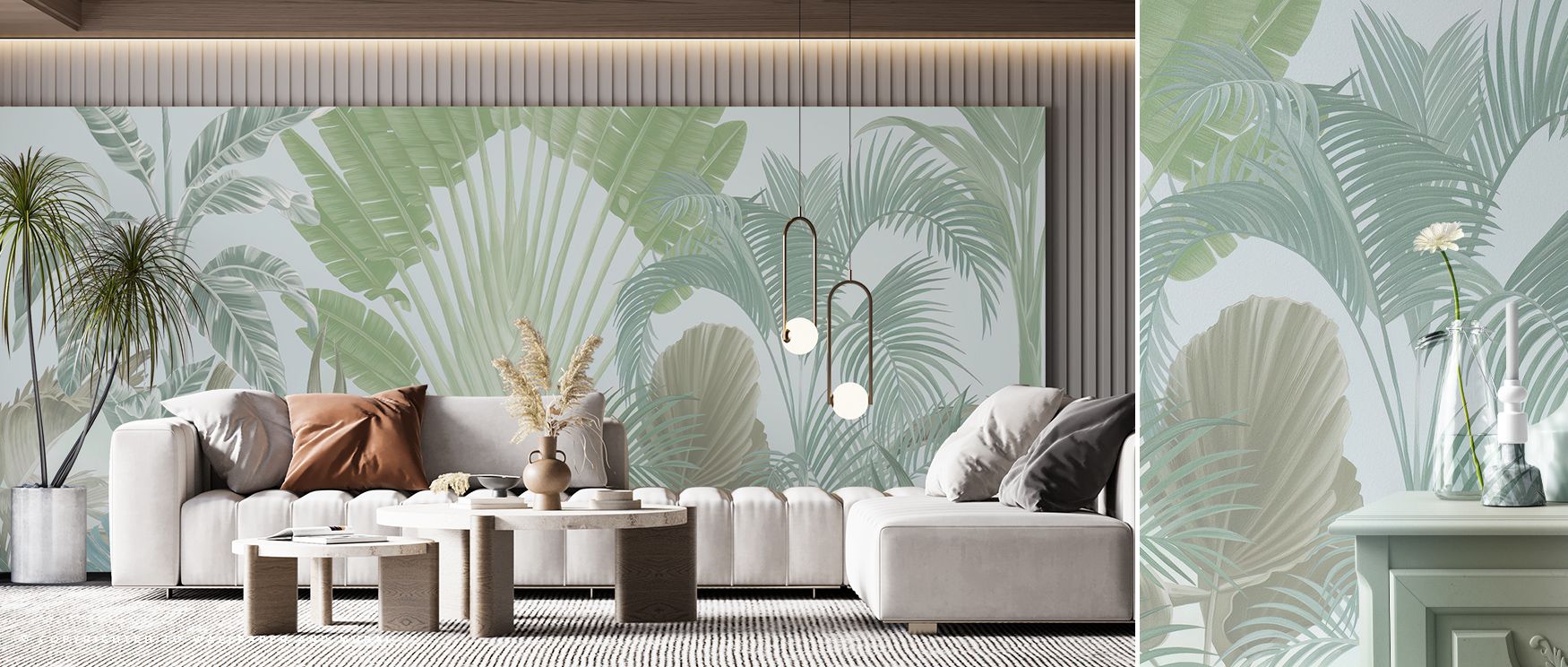 Tranquil yet dynamic, Tropical Crown, Fresh Wallpaper invites nature’s vitality into contemporary decor. The flowing pattern and tonal richness create balance and optimism, making any space feel open, bright, and alive. 