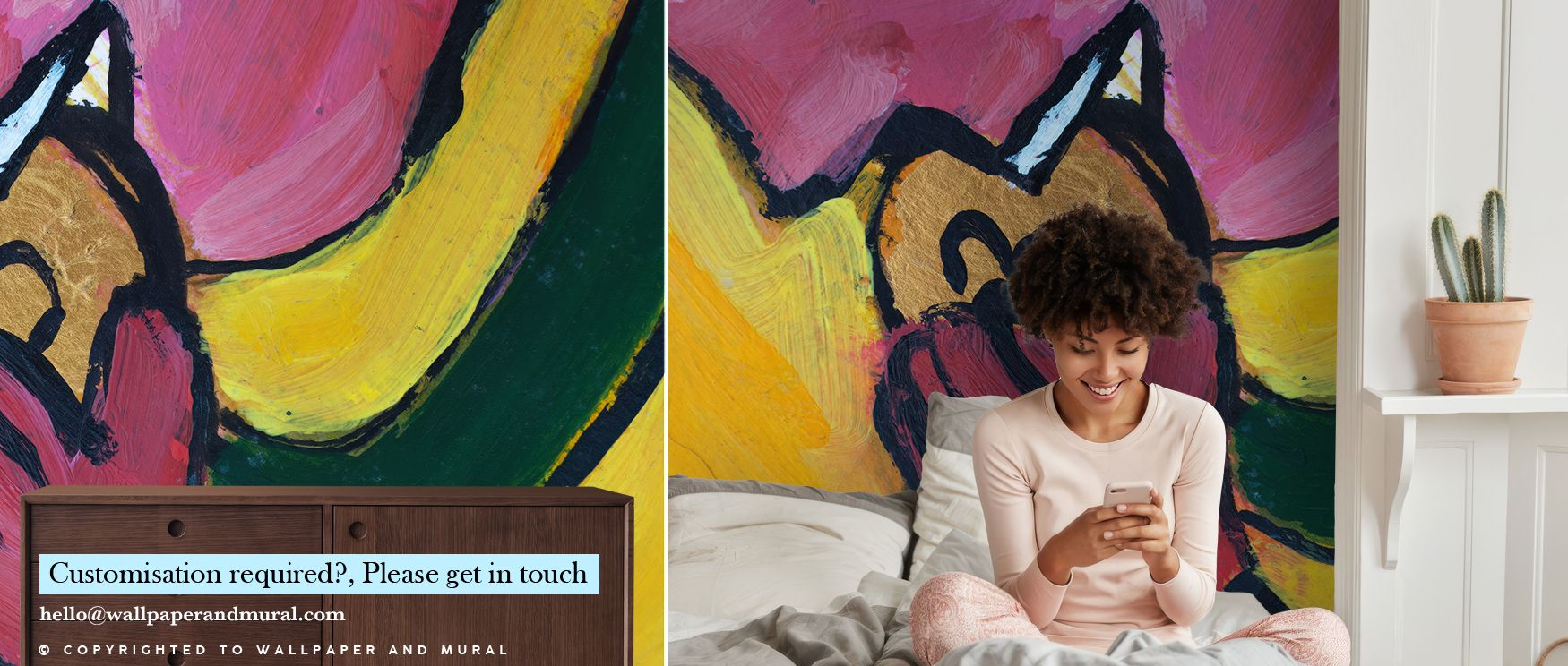 Capturing the energy of painted laughter, Try If You Like Wallpaper transforms interiors into joyful statements of color. The design’s spontaneous gestures and vivid palette awaken imagination while maintaining refined fluidity. Every contour feels fresh 