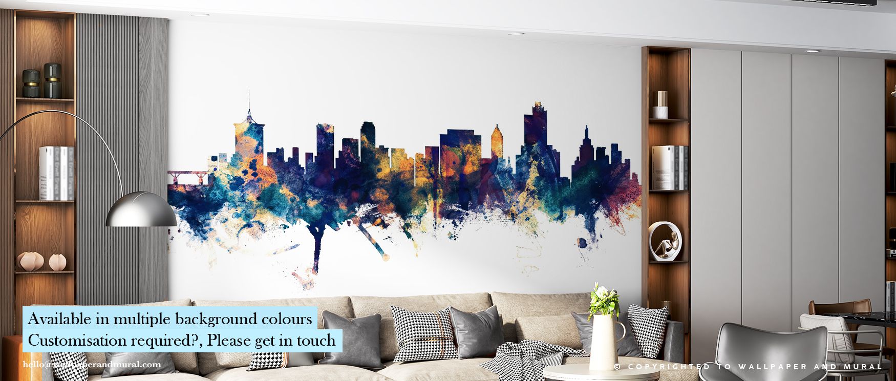 The sleek sophistication of Tulsa Oklahoma Skyline Blue & Bronze Wallpaper captures the soul of city light reflected against evening skies. Bronze glimmers ripple through shadows, forming a moving panorama of grace. This artwork transforms walls into mode