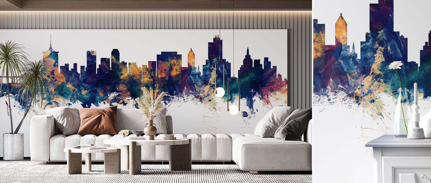 Reflecting strength and artistry, Tulsa Oklahoma Skyline Blue & Bronze Wallpaper brings architectural precision to elegant design. Each structural detail gleams subtly under golden light, infusing interiors with sophistication and warmth. The composition’