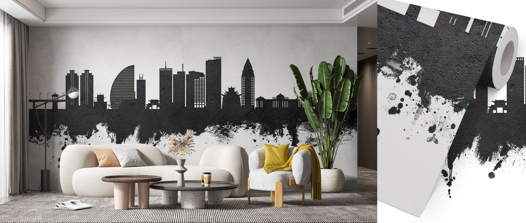 Architectural elegance defines Ulaanbaatar Mongolia Skyline Black & White Wallpaper, as strong lines meet luminous simplicity. The interplay of shadow and structure creates depth that breathes calm into interiors. Each segment reflects continuity and time