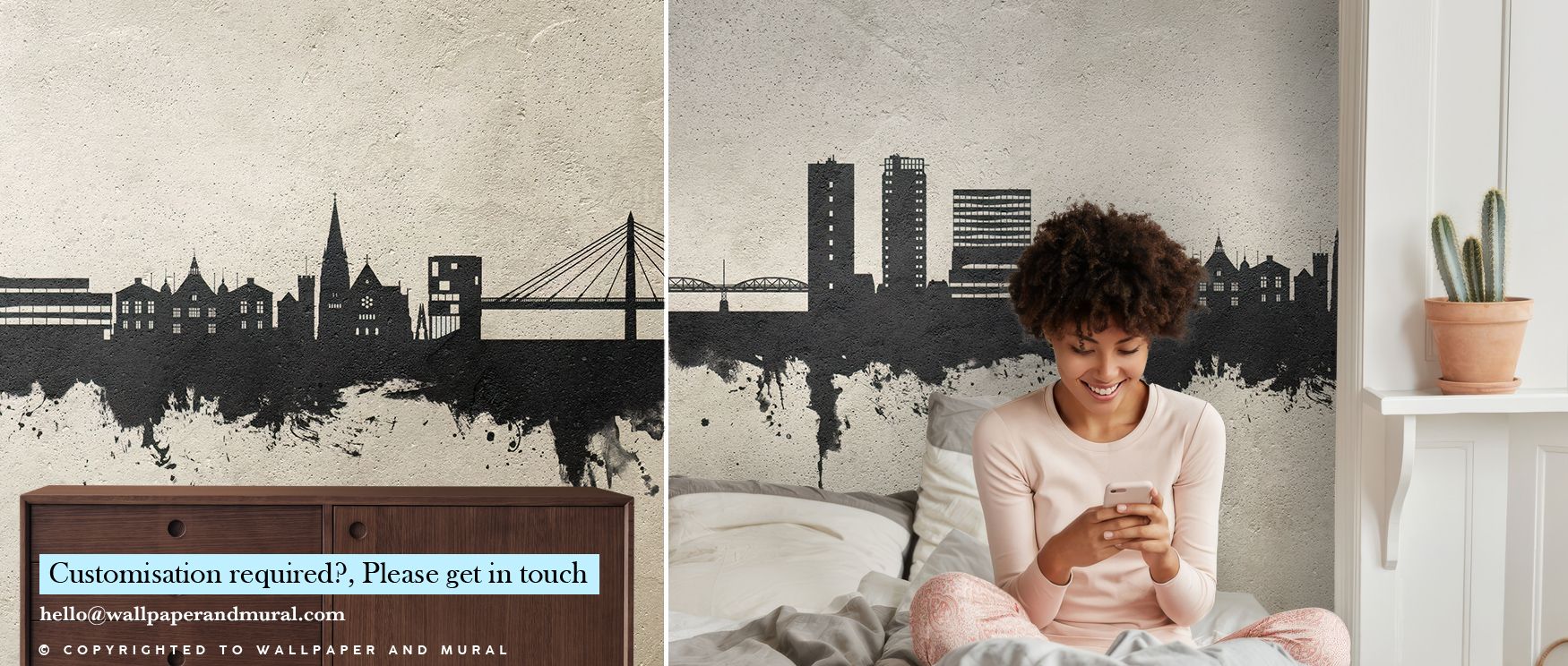 Infused with urban grace, Umeå Skyline Concrete Wallpaper mirrors city silhouettes within a tone of quiet restraint. The refined texture resembles polished cement, conveying an aesthetic both raw and sophisticated. It introduces rhythm without distraction
