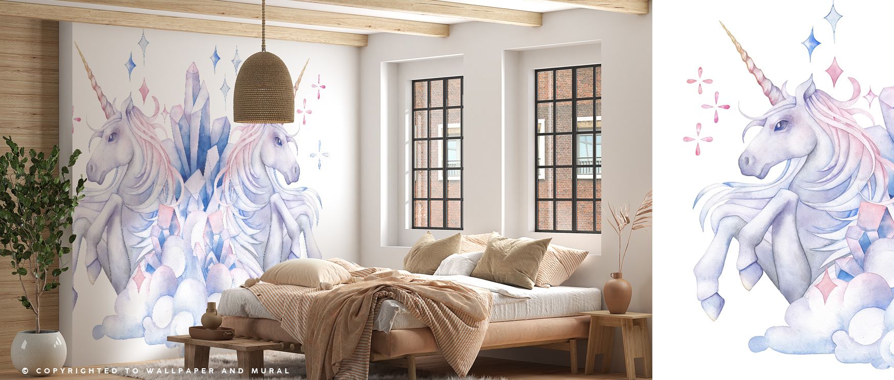 Soft glows of pink and ivory ripple through Unicorn Power Wallpaper, painting an ethereal panorama of wonder. Its gentle transitions of color and light bring calming beauty to play areas or artistic corners, inviting a sense of peace infused with childlik