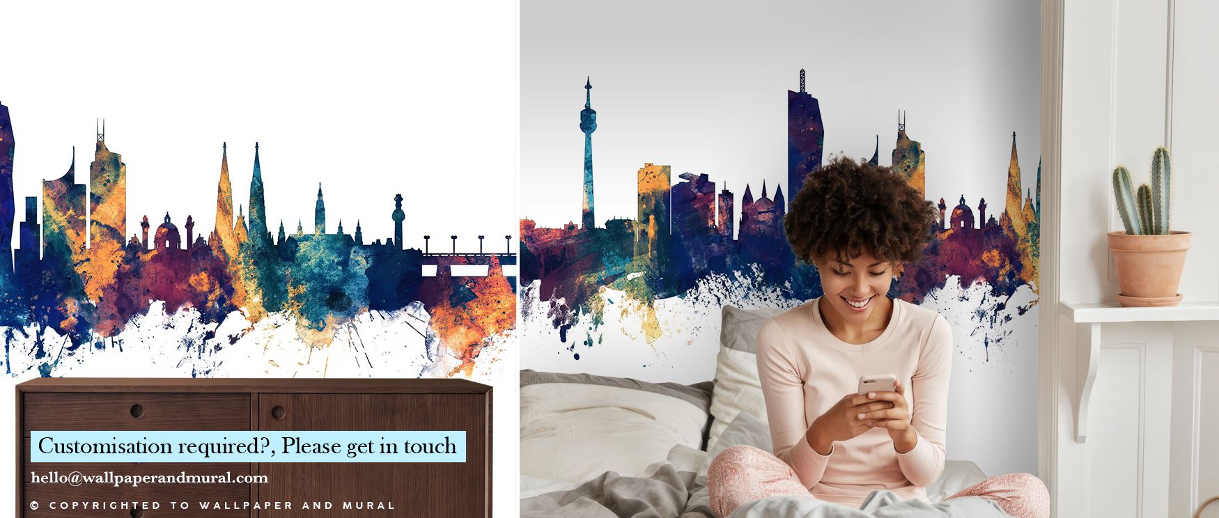 Radiating refined calm, Vienna Austria Skyline Blue & Bronze Wallpaper merges tone and shadow in elegant unity. It adorns living areas or lounges with quiet opulence, revealing intricate city details through softly reflective artistry. 