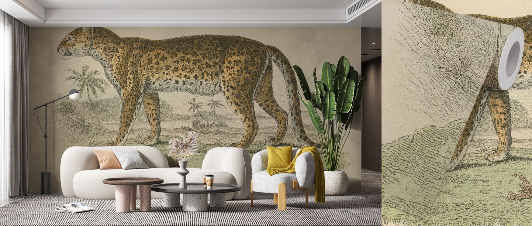 Vintage Leopard Wallpaper radiates subtle sensuality through flowing textures and muted light. Each contour shimmers gently, evoking classic refinement ideal for living interiors drawn to organic pattern and enduring allure. 
